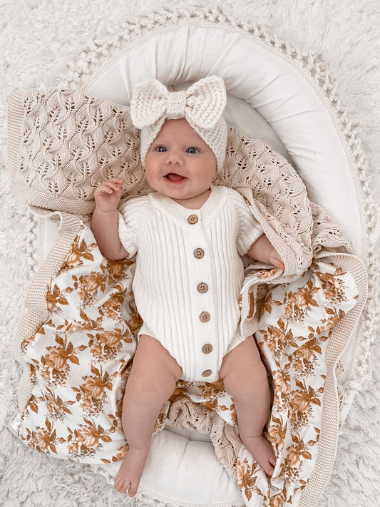 Ribbed Short Sleeve Romper - Milk