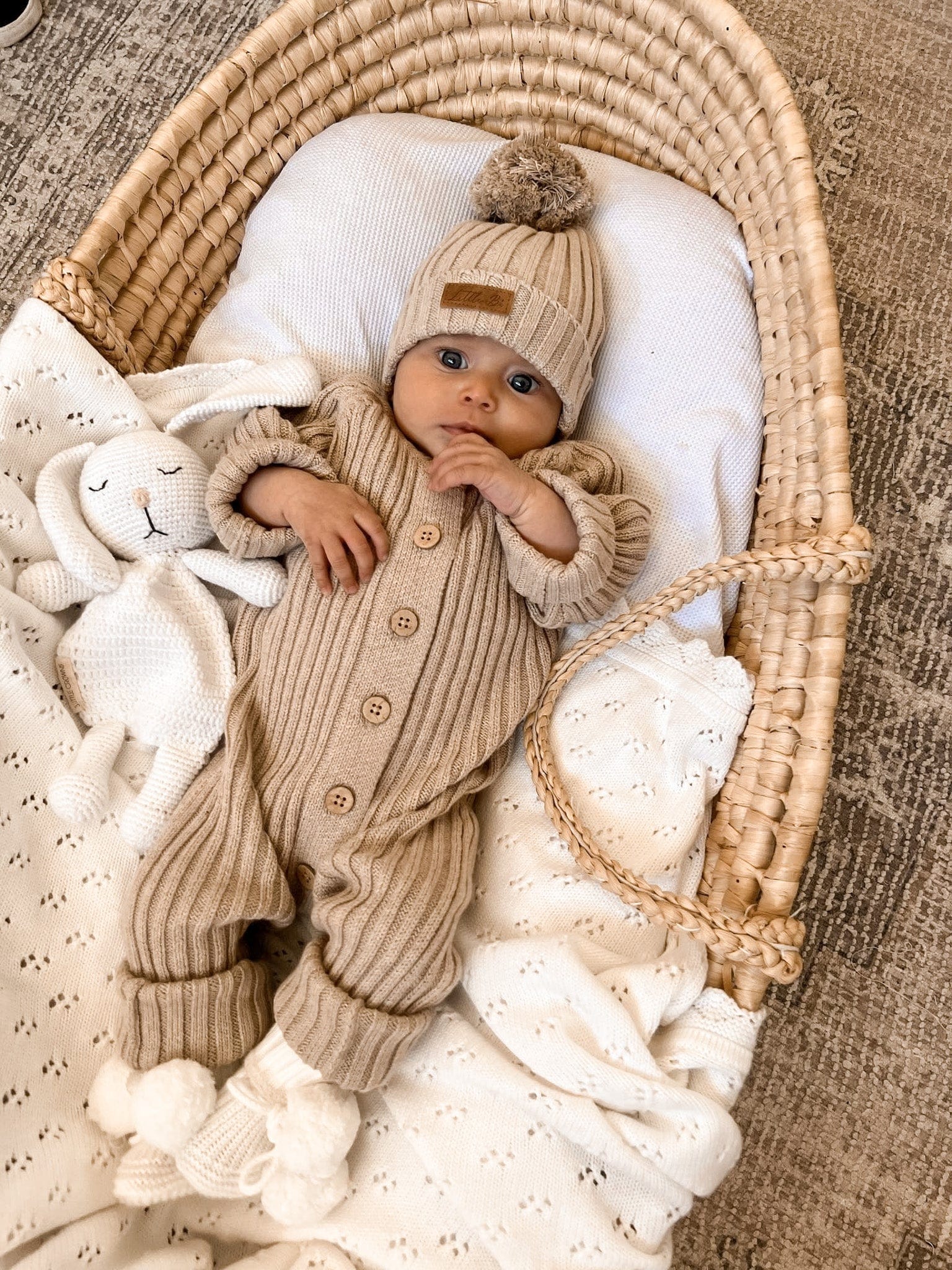 Knitted Cotton Ribbed Beanie - Oak