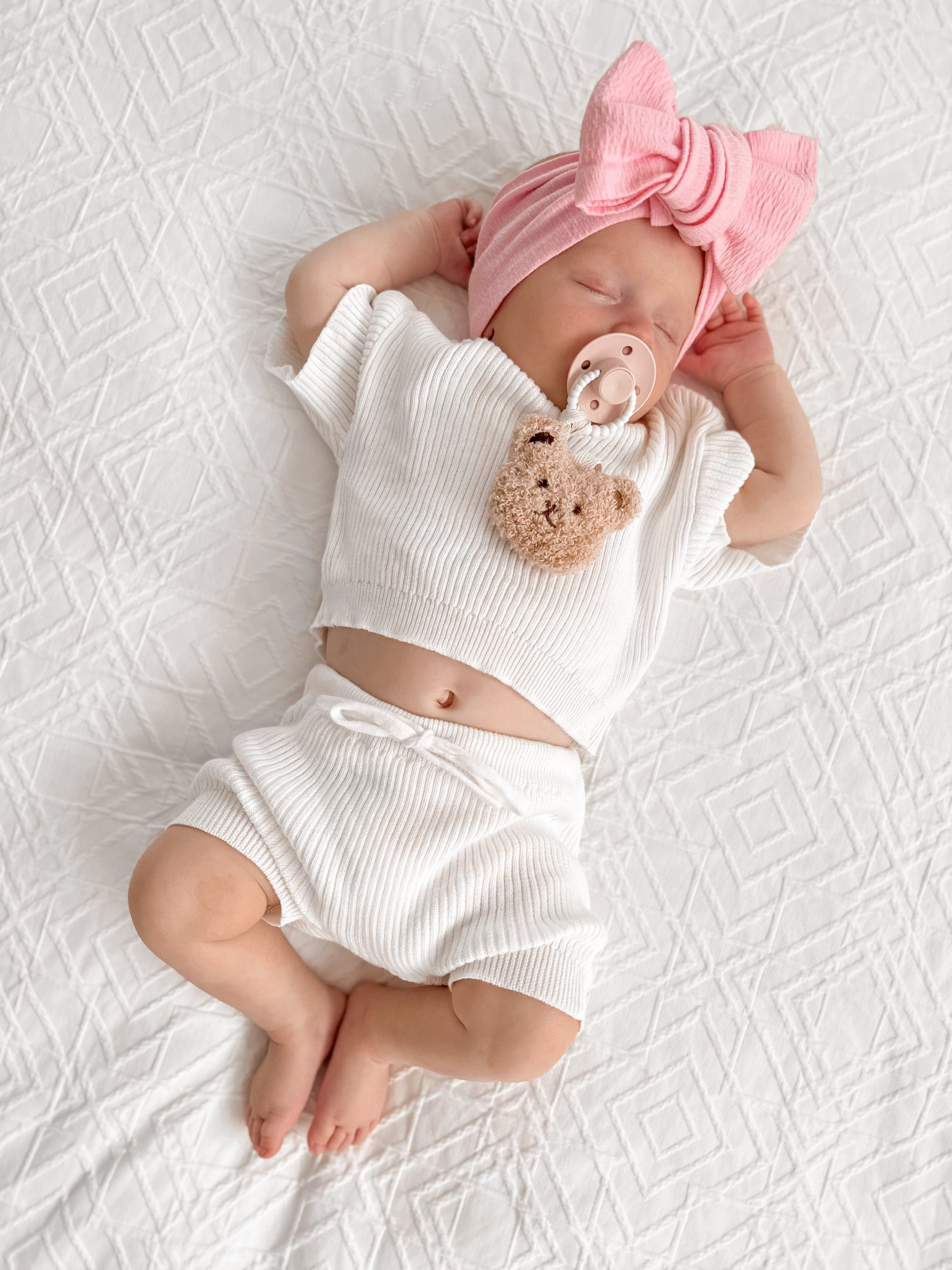 Knitted Cotton Fine Rib Shirt Set - Milk