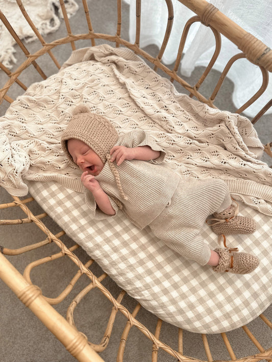 Knitted Newborn Shirt Shorts Outfit - Oak