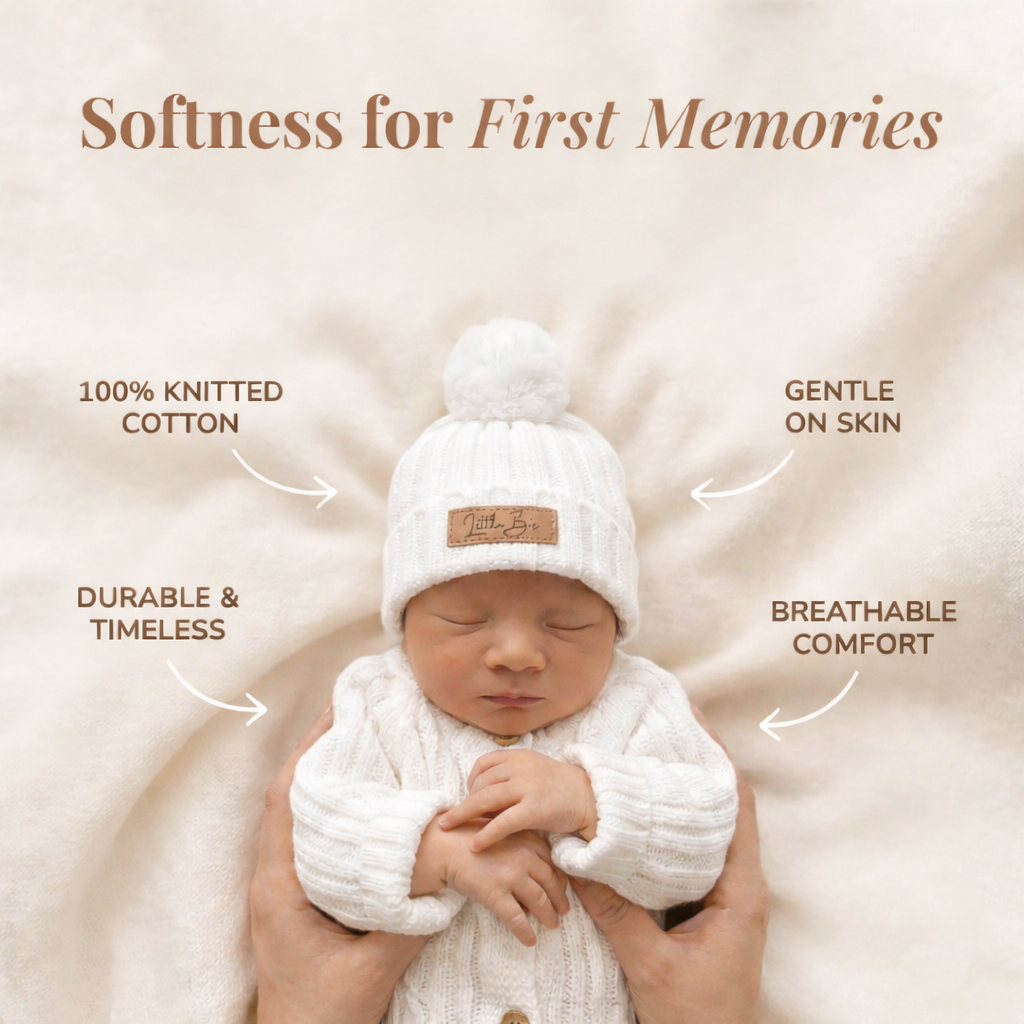 Little B's Retail Knitted Cotton Ribbed Romper - Milk, worn by a baby