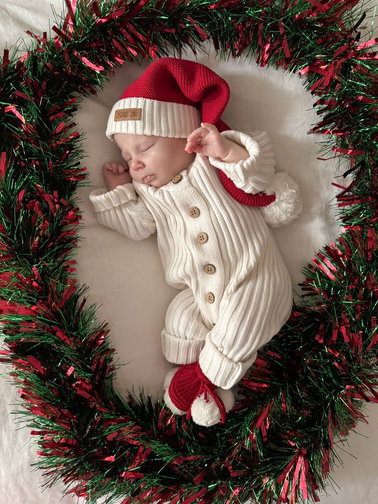 Knitted Newborn Christmas Booties