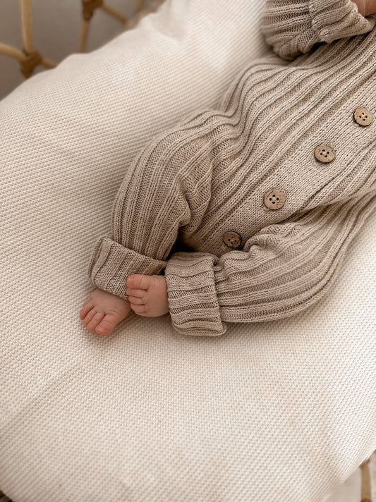 Knitted Newborn Romper Oak