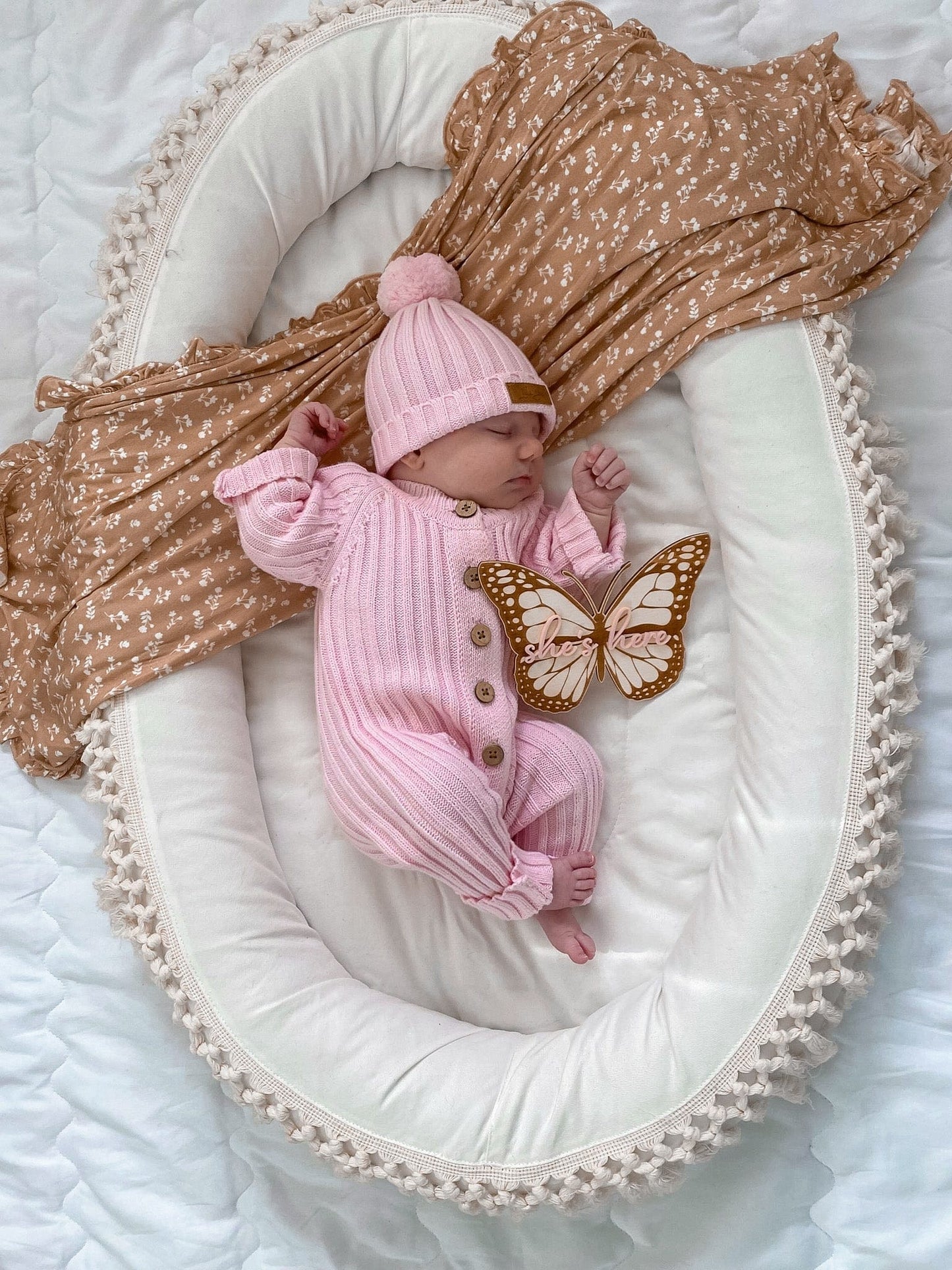Knitted Newborn Romper Pink