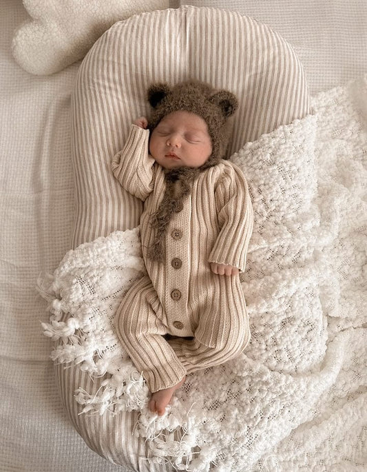 Knitted Newborn Romper Honey Milk
