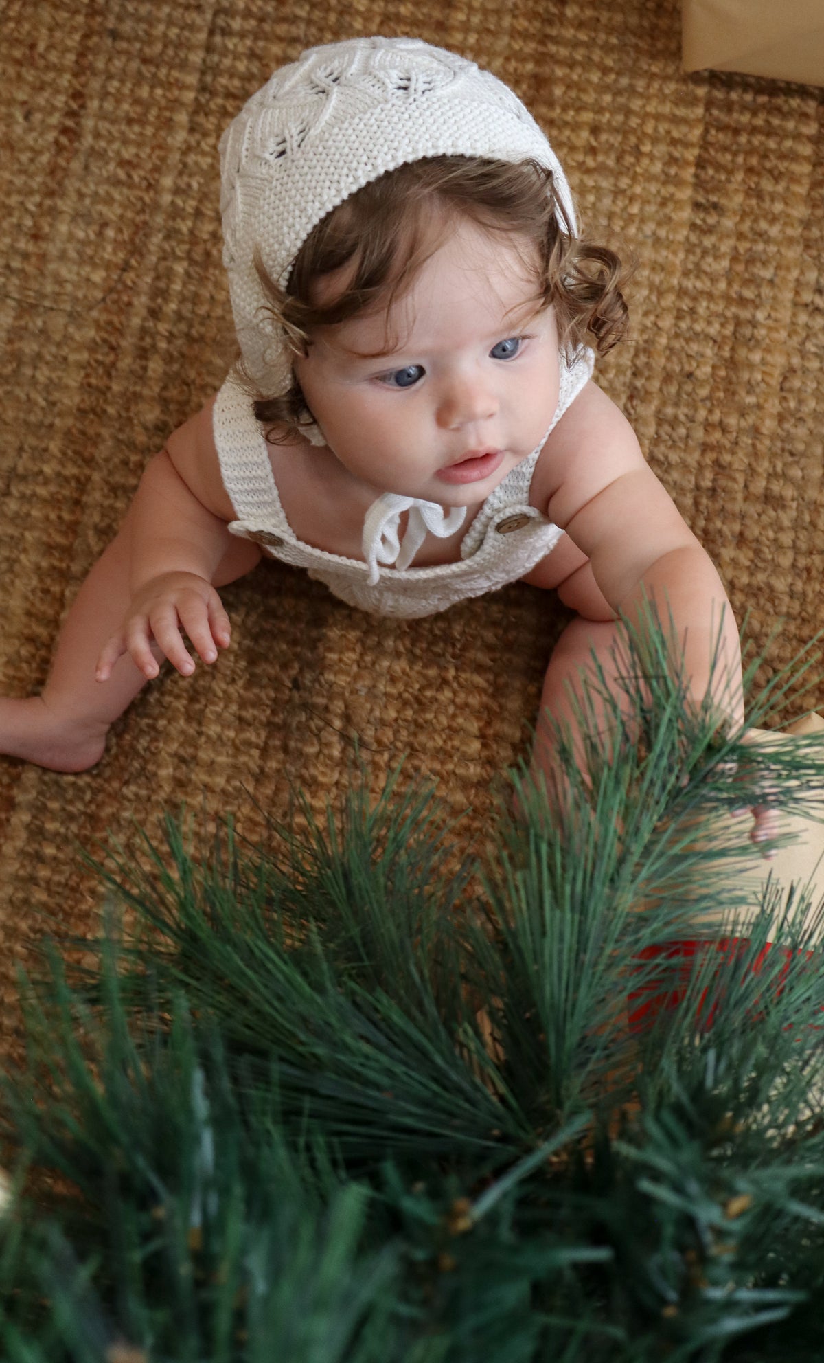 Knitted Cotton Sleeveless Woodlands Romper - Milk