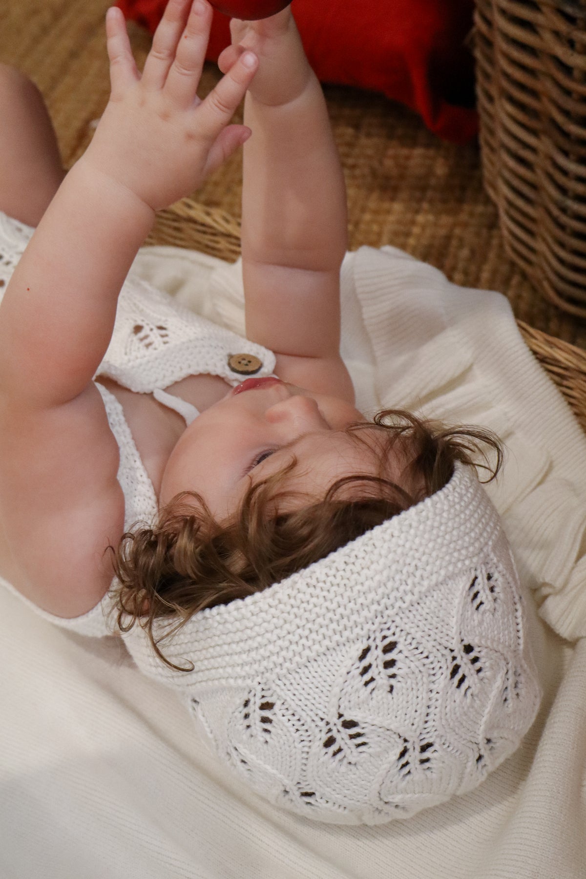 Knitted Cotton Woodlands Bonnet - Milk