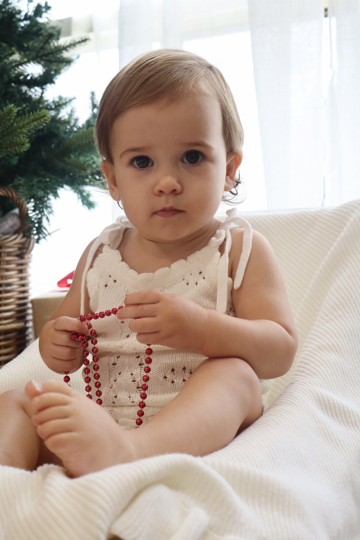 Knitted Cotton Pointelle Set – Milk