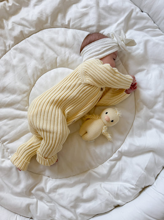 Knitted Baby Romper- Ribbed Yellow