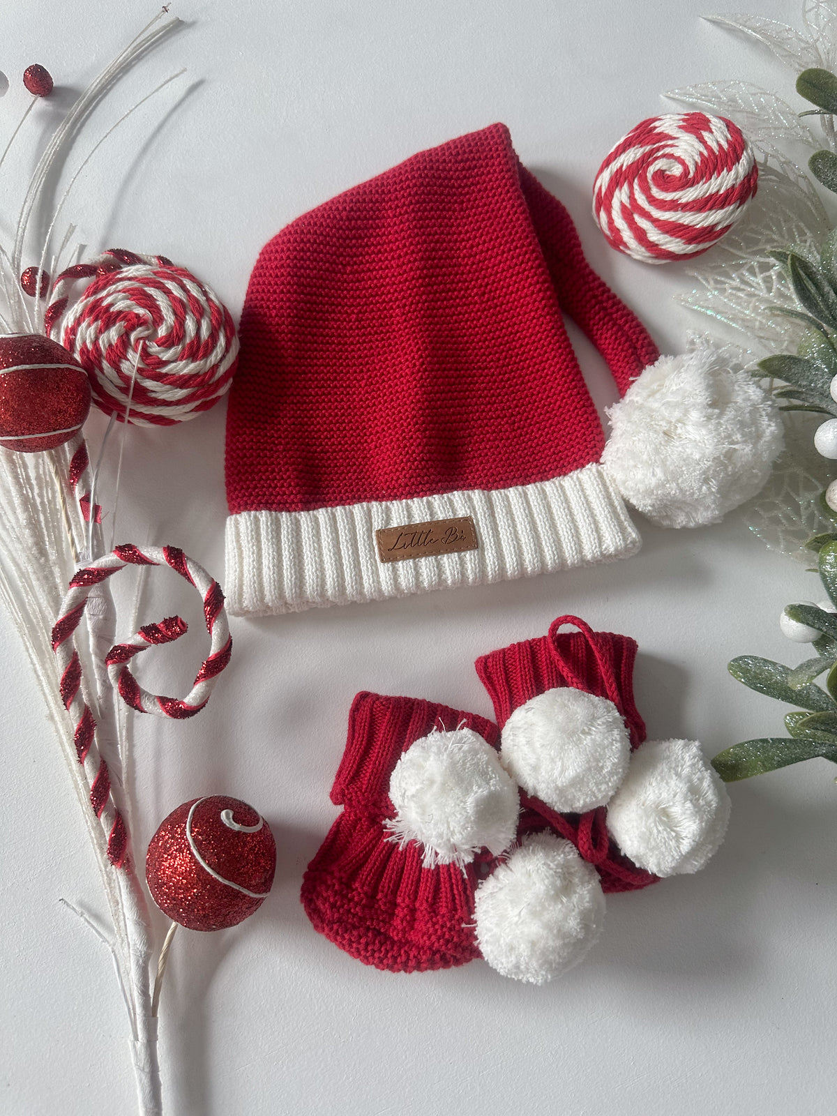Knitted Cotton Classic Christmas Beanie - Red