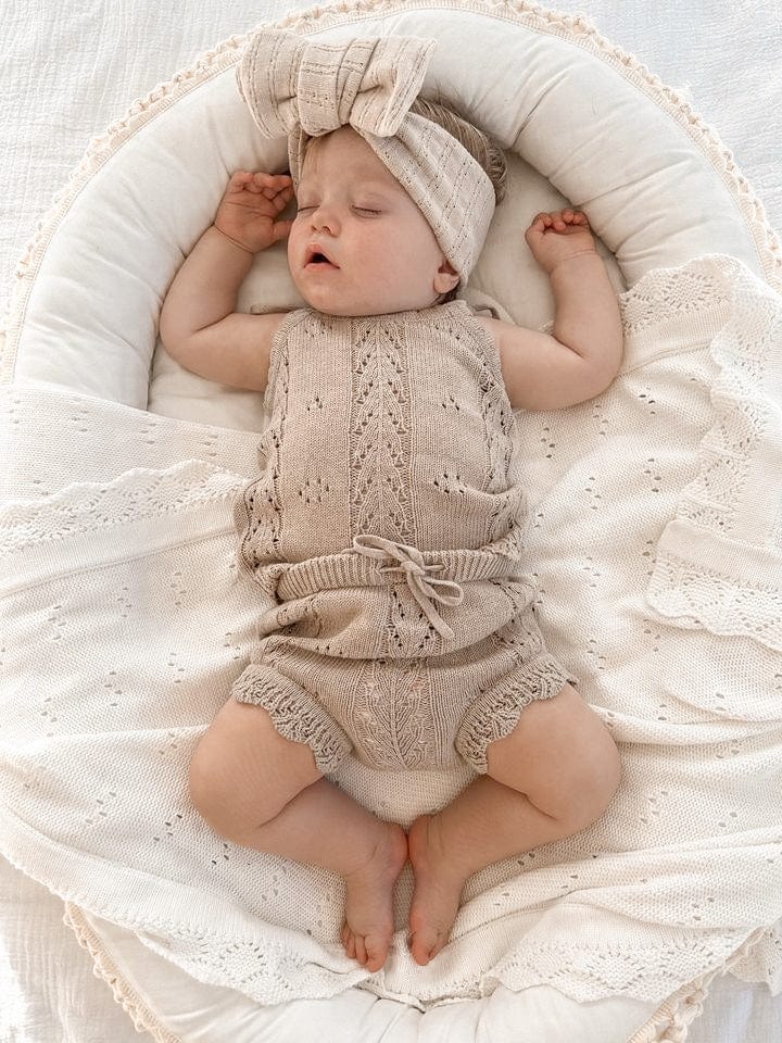 Knitted Cotton Pointelle Set - Oak