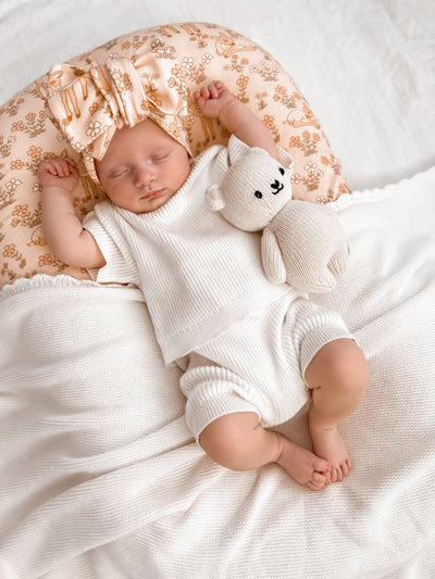 Knitted Cotton Fine Rib Shirt Set - Milk