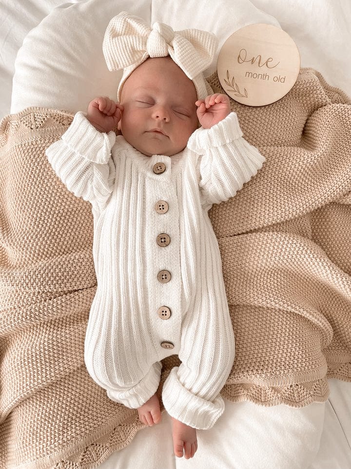 Ribbed Romper ~ Milk - Little B's 