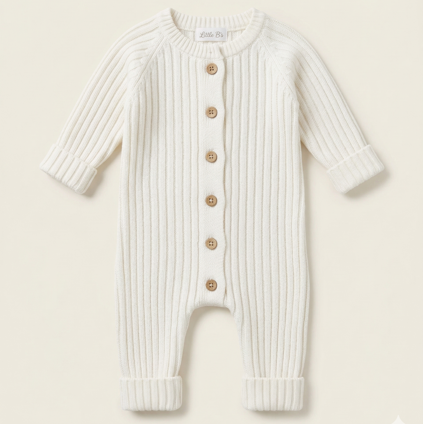 Knitted Cotton Ribbed Romper - Milk