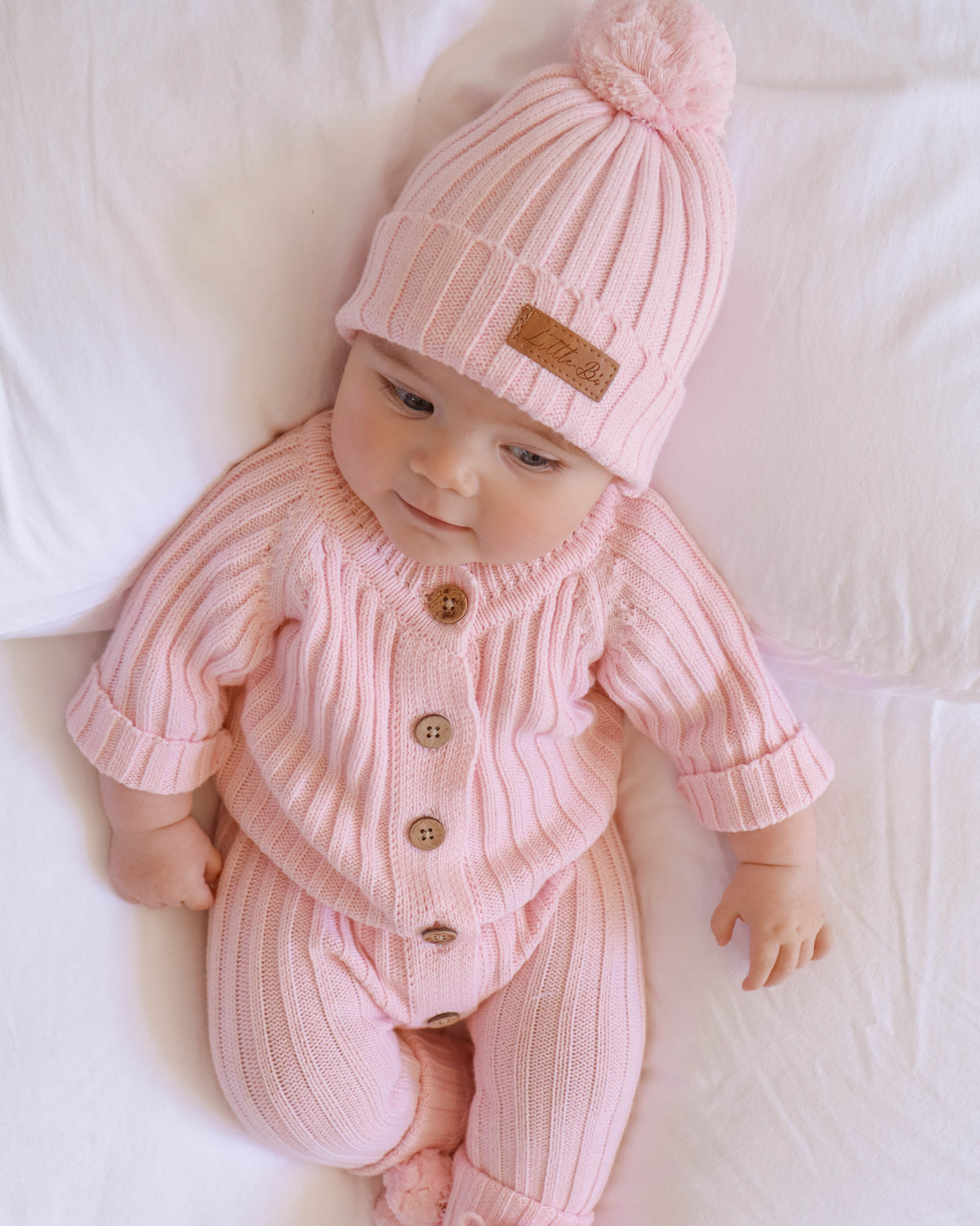 Knitted Cotton Ribbed Romper - Pink