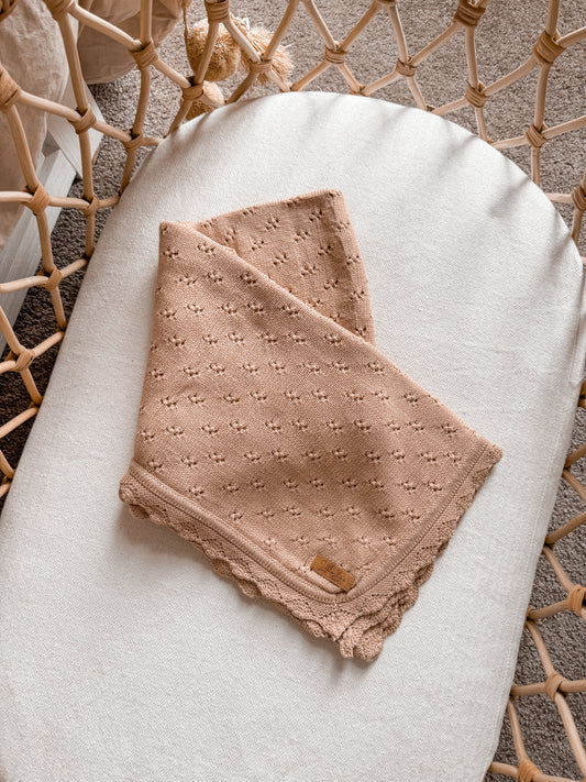 Pointelle Knit Blanket - Fawn