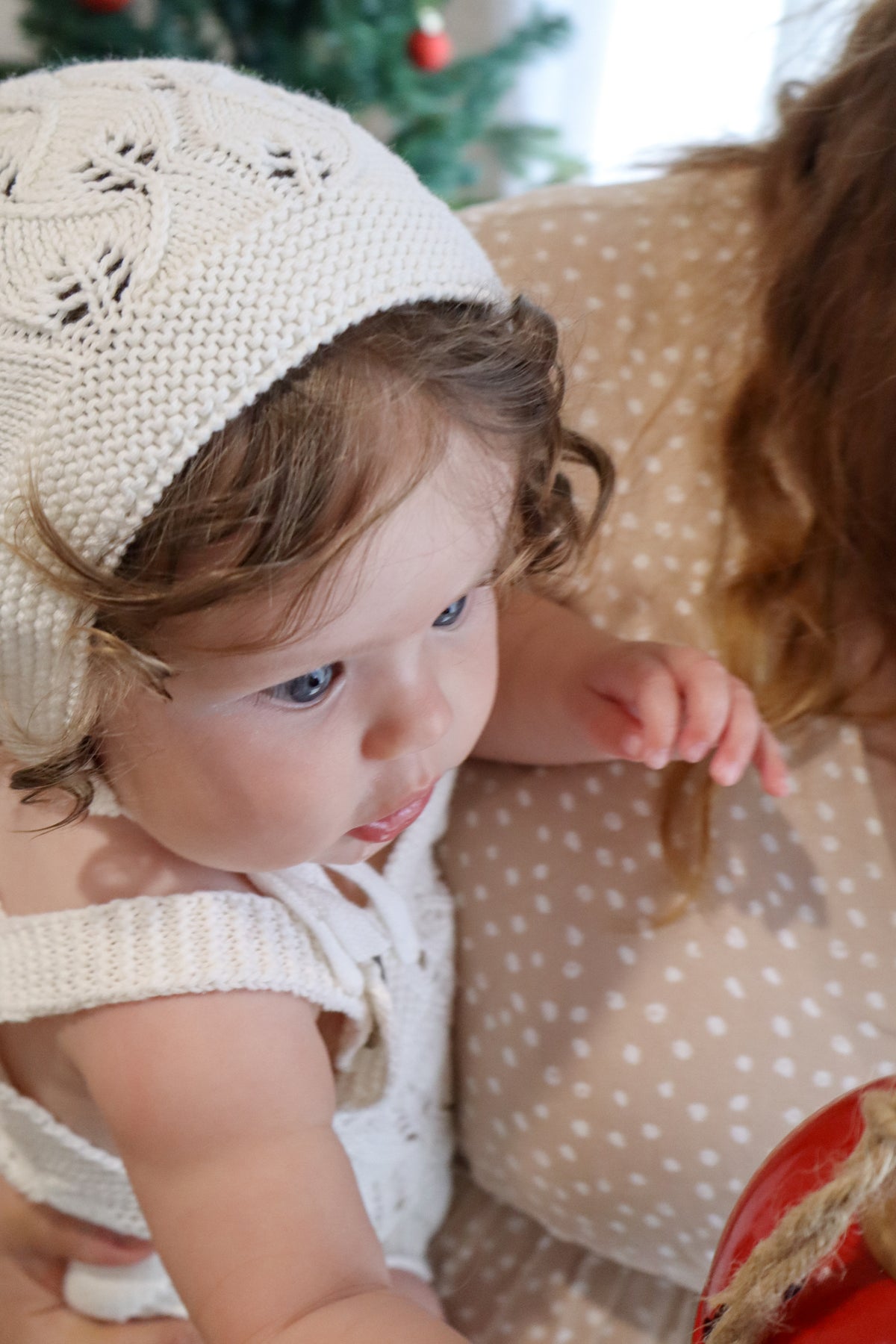 Knitted Cotton Woodlands Bonnet - Milk