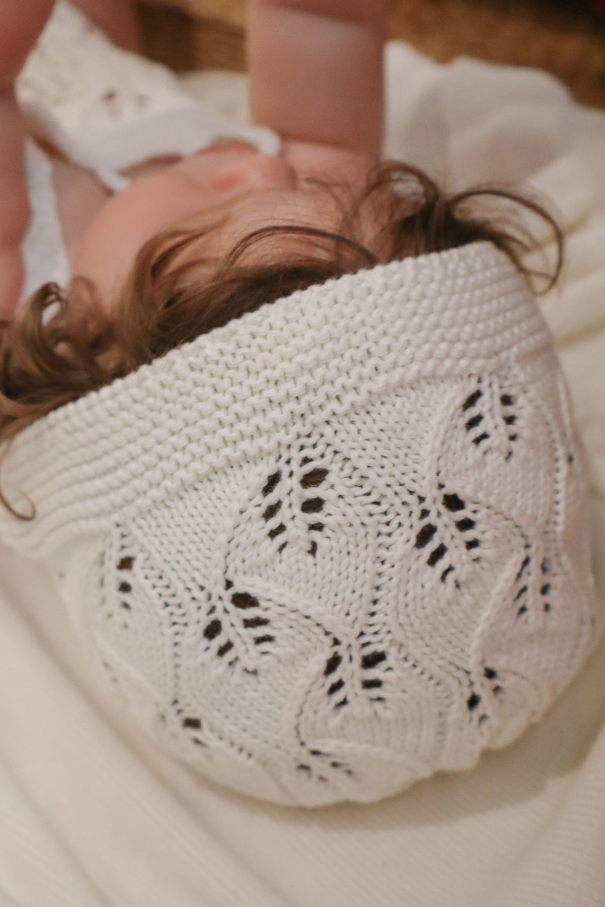Knitted Cotton Woodlands Bonnet - Milk