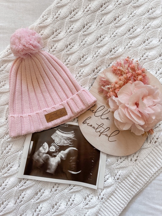 Knitted Newborn Beanie Pink