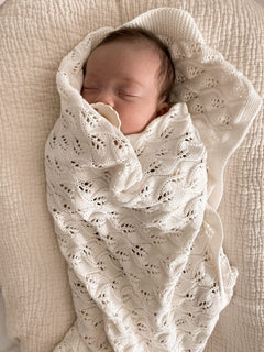 Knitted Cotton Woodlands Blanket - Milk
