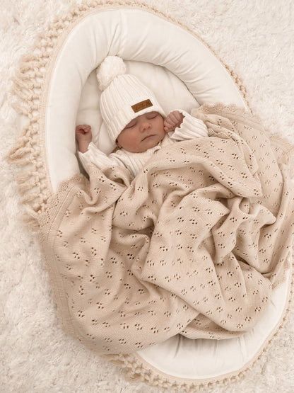 Discontinued - Pointelle Knit Blanket - Honey Milk
