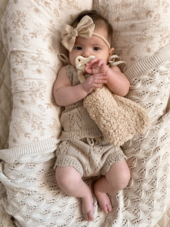 Knitted Cotton Pointelle Set - Oak