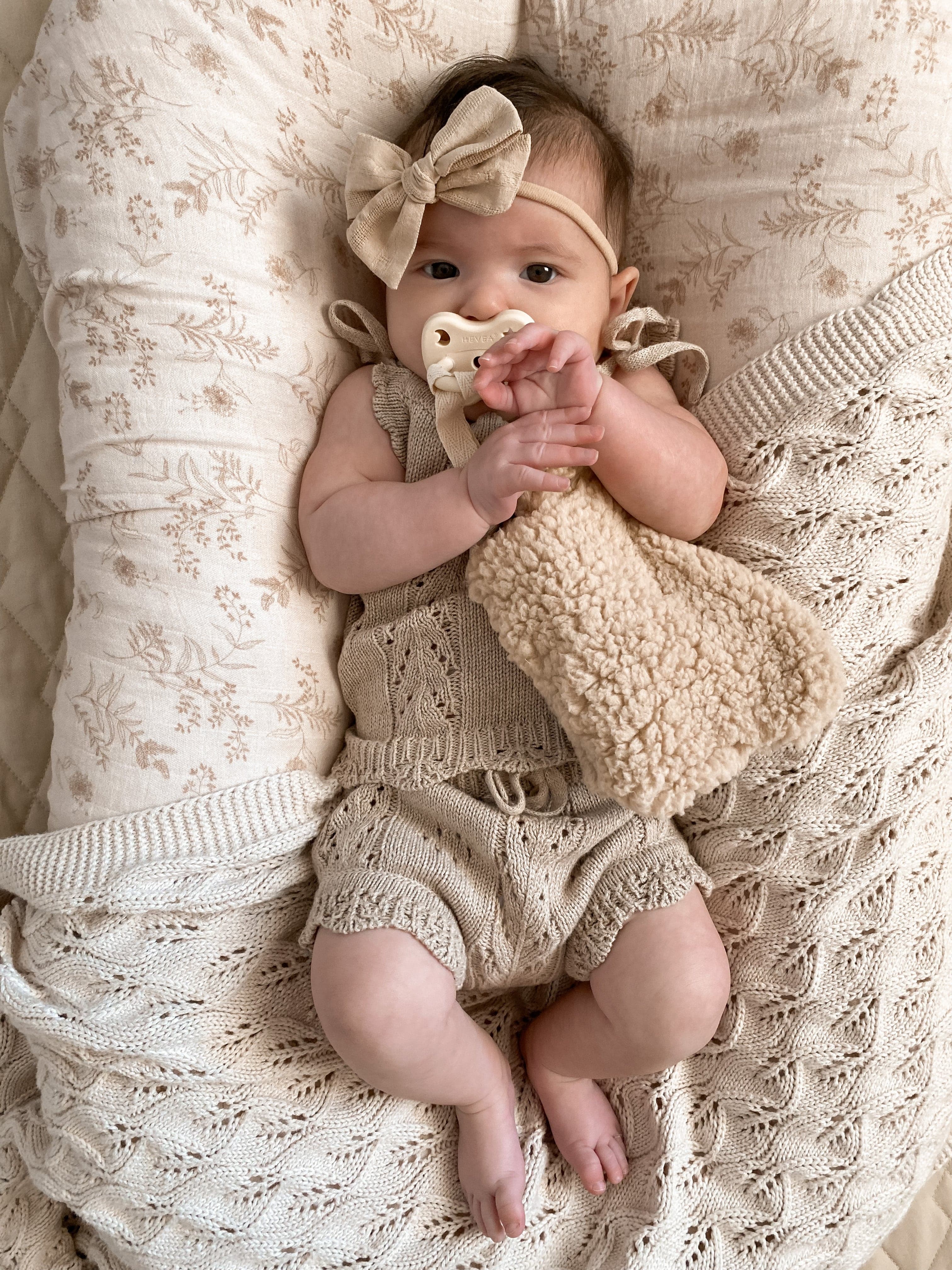 Knitted Cotton Pointelle Set - Oak